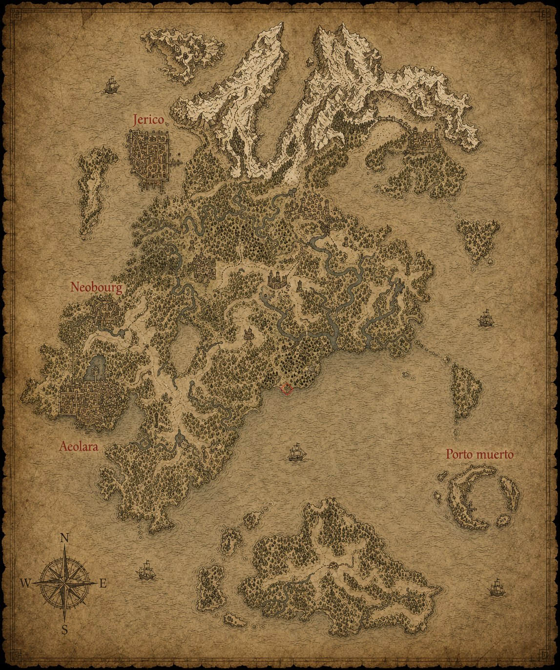 Mappa di Thassylon, il nuovo continente